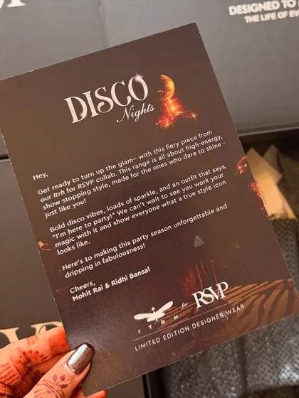 The personalized note included in the 'Disco Nights' PR package, adding a special touch to the unboxing experience.