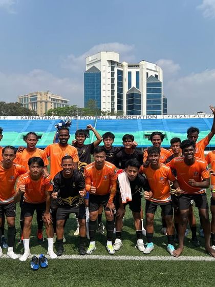 The team celebrates an important 4-0 victory.