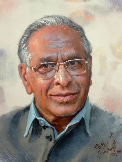 A tribute to my late art teacher, Kamlakar Yardi Sir, on his death anniversary, featuring the portrait I painted.