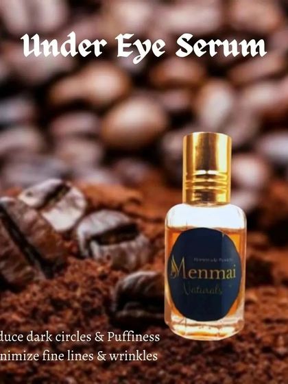 My Under Eye Serum is specially created to care for the delicate skin around your eyes. I infuse it with coffee bean oil, vitamin E, and other essential oils to help reduce dark circles, puffiness, and fine lines.