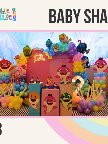 The Baby Shark theme is a colorful explosion of fun, with the whole shark family featured in the decor. It's perfect for toddlers' birthdays.