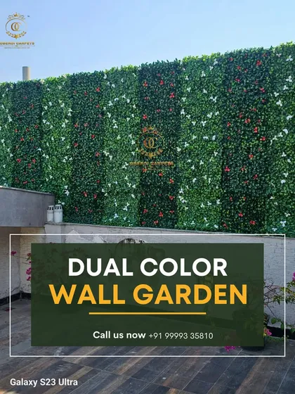 Don't settle for a plain wall. My dual-color wall gardens add instant life and style to any outdoor area. This installation uses a mix of green leaves and subtle white and red flowers to create a dynamic, textured look that is both beautiful and long-lasting.