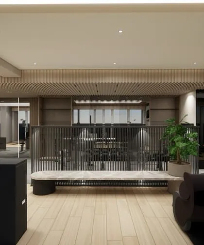A sleek and modern home gym where the equipment itself is part of the design. Mirrored walls create a sense of spaciousness, while wood floors add warmth to the functional space.