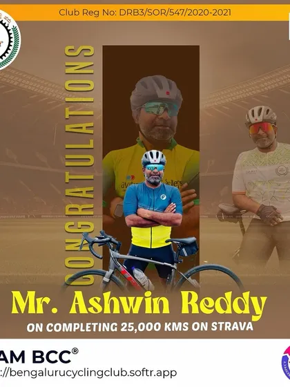 Congratulations to Ashwin Reddy on completing 25,000 kms on Strava. We are proud of your journey.