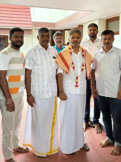 Standing with supporters and team members in Hangal. Our strength comes from our unity and shared vision for the development of our region.