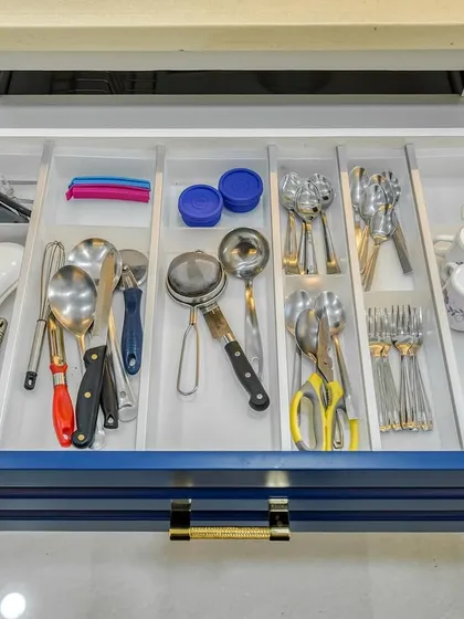 A well-designed cutlery drawer is essential for any organized kitchen. Our custom trays ensure every spoon, fork, and knife has its place.
