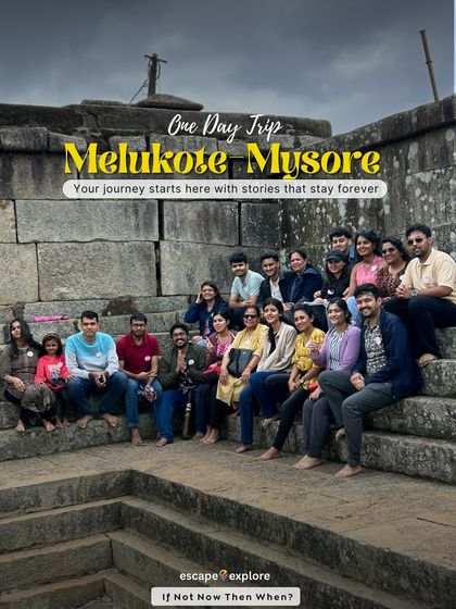 Our group exploring the historic site of Melukote on a one-day trip that also covers the royal city of Mysore.