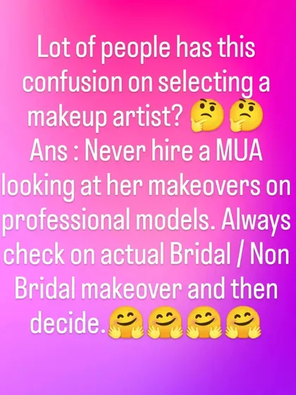 Here is some honest advice from me. It's important to look at a makeup artist's work on real brides, not just professional models. This will give you a true idea of how they handle different skin types and features, so you can make the best choice for your wedding day.
