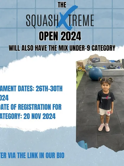 Join us at the Squash Xtreme Open 2024 this November. We are including a mixed under-9 category for our youngest players.