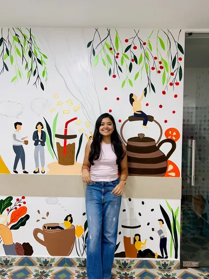 This mural turned a simple office cafeteria at Dhruva Advisors into a vibrant and joyful space. It’s filled with fun, relatable characters and little moments that celebrate the coffee and tea breaks we all love during a busy workday.