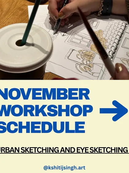 A schedule for my November workshops, covering both Urban Sketching and Eye Sketching.