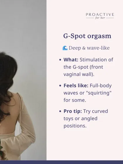 A G-Spot orgasm comes from stimulating the front vaginal wall. For some, it can feel like full-body waves or even lead to "squirting."