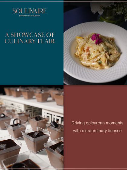 A showcase of culinary flair, featuring creamy pasta and chocolate mousse cups. We create epicurean moments with extraordinary finesse.