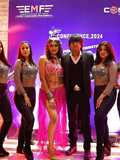 Posing with my talented team of dancers at the pre-EMAA get-together in Kolkata. We are always ready to bring the glamor.