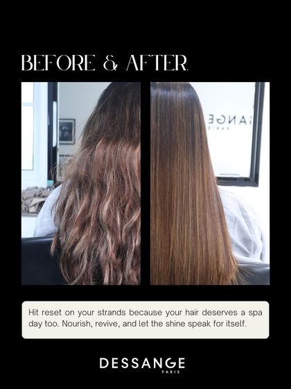 Hit reset on your strands. This before and after comparison clearly shows how our hair spa can nourish, revive, and let the shine speak for itself.