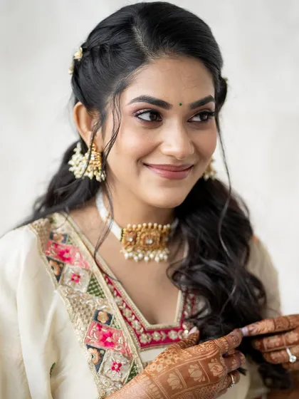 A happy, smiling close-up of Supriya. This is the essence of my makeup philosophy: enhancing your natural beauty so you feel like the best version of yourself.