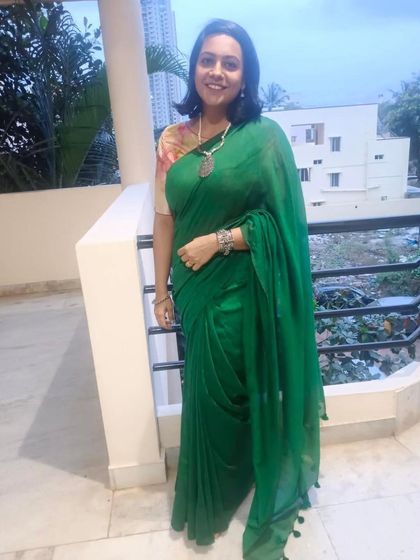 A repeat of this lovely photo. We love seeing our sarees become a part of your festive decor and celebrations.