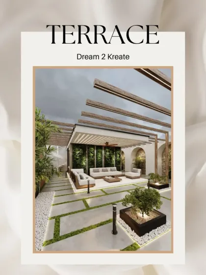 A graphic title card introducing one of my signature terrace designs.