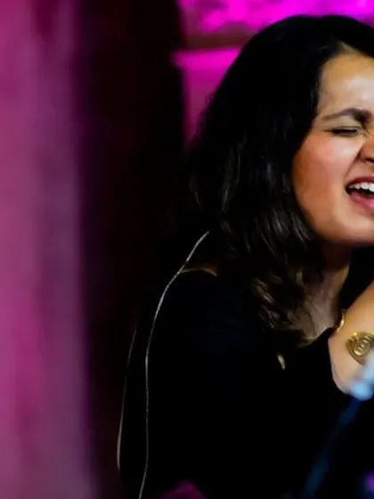 Lost in the song during my performance at the Bengaluru Ganesha Utsava. These are the moments of pure, uninhibited expression that I live for as a musician.