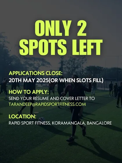 Our internship slots are limited to ensure high-quality, personal mentorship. This graphic serves as a final call for applications, detailing the deadline and how to apply for one of the remaining spots in our Koramangala facility.