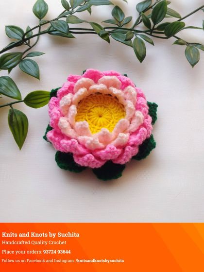 Another angle of the two-toned pink lotus, highlighting the craftsmanship and the gentle gradient of colors from the center to the outer petals.