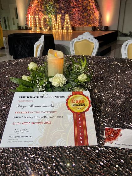 My finalist certificate for "Edible Modeling Artist of the Year" at the IICM Awards. Being nominated alongside the best in the industry was a win in itself!