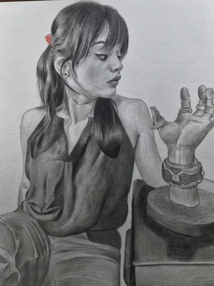 A unique commissioned portrait with a creative pose. I am open to working on artistic compositions to create a special piece.