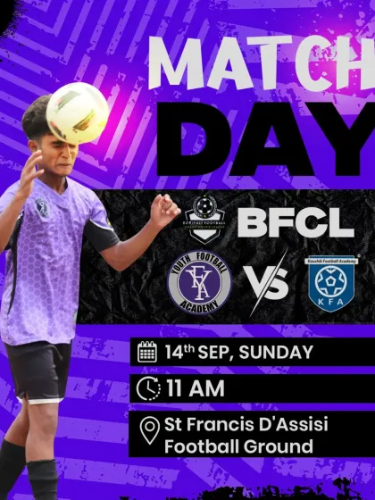 A match day alert for a BFCL game at St. Francis D'Assisi Football Ground.