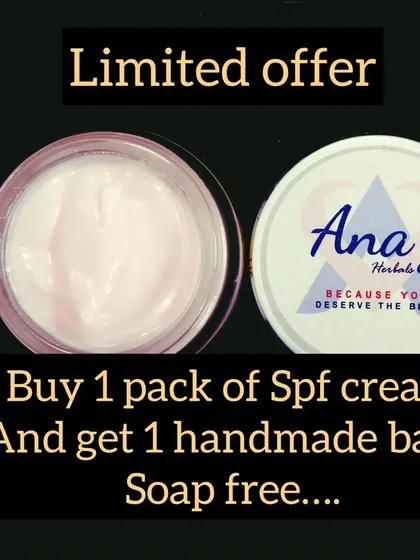 Here is a limited-time offer for you. When you buy one pack of my natural SPF cream, you get one of my handmade baby soaps absolutely free. It's the perfect way to protect both your skin and your little one's.