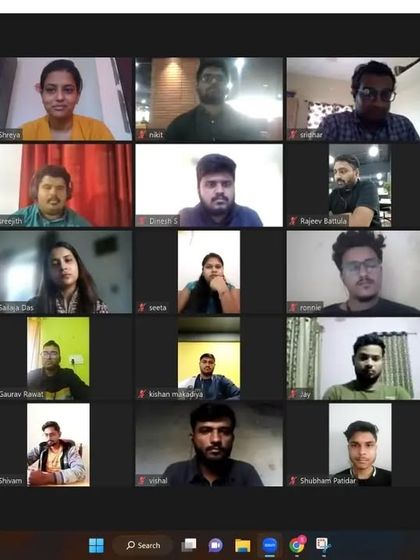 The whole team on a Zoom call for our corporate wellness session.
