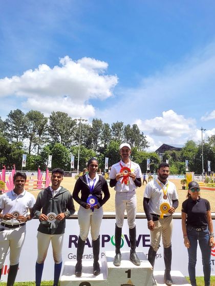 Nakshath stands proudly on top of the podium after winning gold in the 80-90cms category. A fantastic achievement.