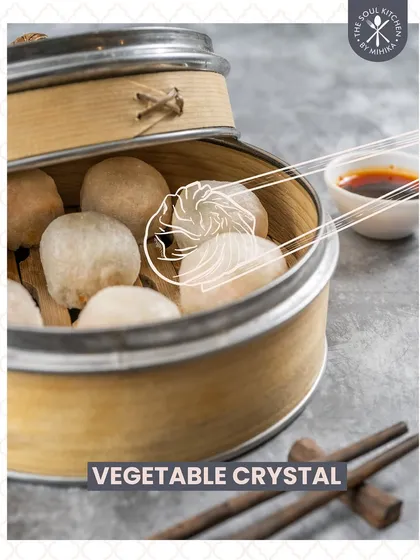 My Vegetable Crystal dimsums are delicate, translucent, and filled with a mix of finely chopped vegetables.