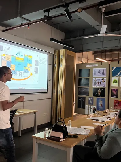 A student presenting his design concept to the jury. These sessions are a great opportunity for us to connect with emerging designers and share our practical knowledge.