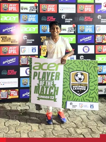 Aayansh Bhanushali with another Man of the Match award, showcasing his consistent excellence in the U-12 league.