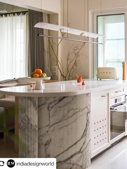 The stunning marble breakfast counter as featured in India Design World. This piece showcases our ability to create custom, high-end furniture that defines a space.