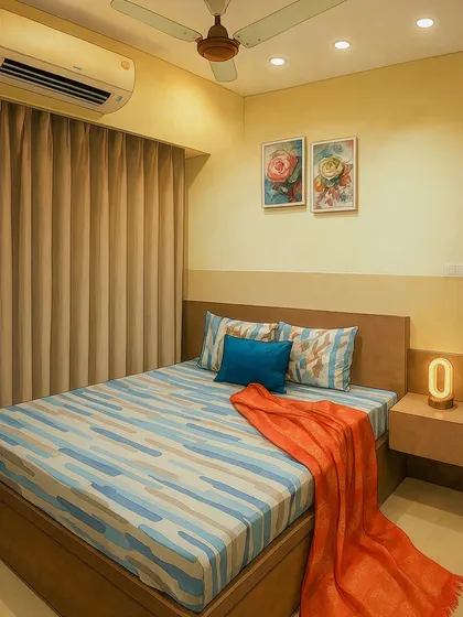 Soft lighting and warm tones give this bedroom a cozy, cinematic feel.