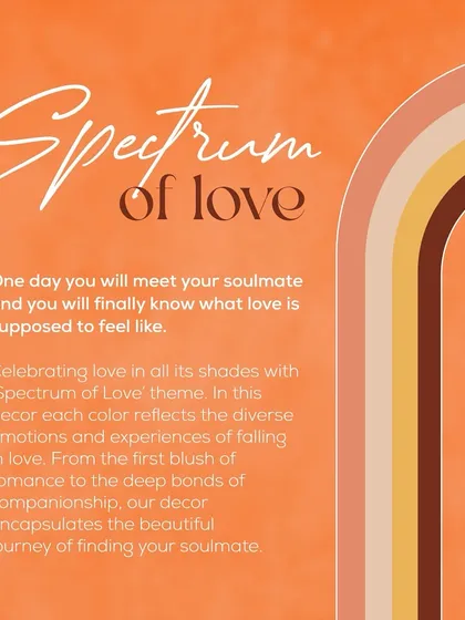 The concept board for 'Spectrum of Love', explaining how each color represents the diverse emotions and experiences of falling in love.