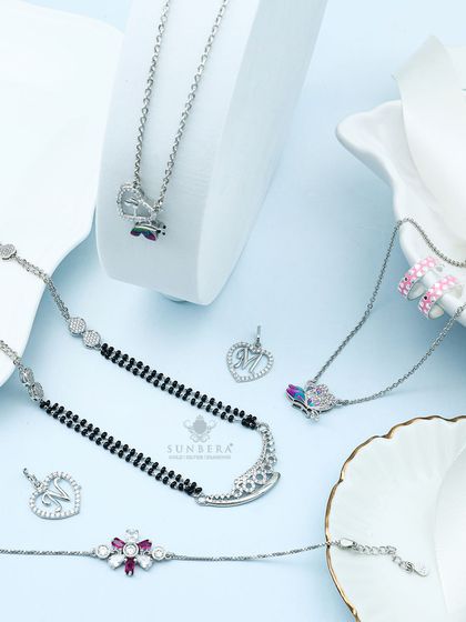 From personalized initial pendants to modern mangalsutra designs, my silver collection is crafted for the modern woman. This assortment shows how you can mix and match pieces to express your unique style.