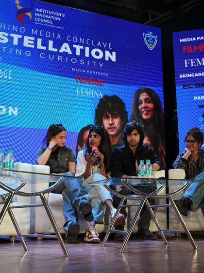 The full panel setup at the Jai Hind Media Conclave, a platform that brings industry leaders and aspiring storytellers together.