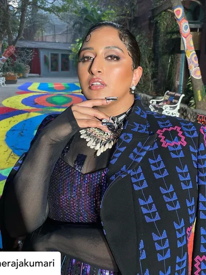 Another angle of the nails I did for Raja Kumari, showing how they complement her jewelry and the entire ensemble.