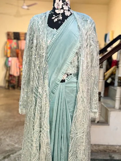 A closer look at the 'MANOHARI' jacket saree from my Sadabaahaar collection. The fully embroidered jacket adds a layer of sophistication and glamour.