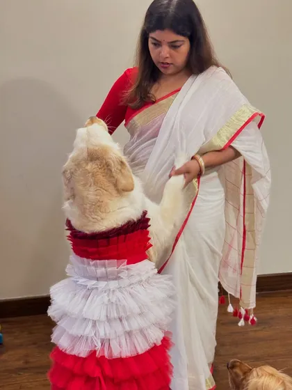 Pujo adda (gossip session) with friends. Posto and his friend Paro are dressed in their festive best.