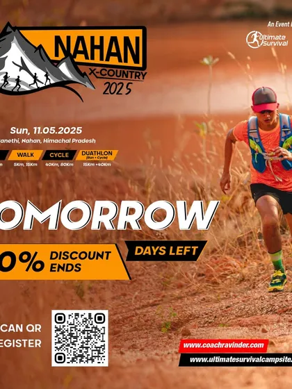 Final call! This graphic creates urgency, announcing the last day for the 40% discount on the Nahan X-Country Race registration.