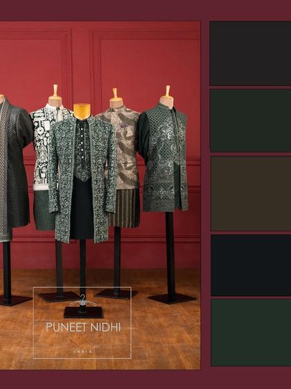 The greener side of my ensembles. This mood board shows a variety of green-toned jackets and kurtas for a fresh, festive look.