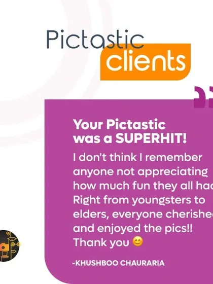 We are proud to create experiences that guests genuinely enjoy. This feedback from a happy client highlights how our photo booth was a super hit, engaging everyone from the youngsters to the elders at their event.