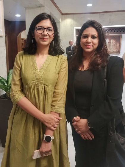 With Swati Maliwal, congratulating her on her journey to the Rajya Sabha. It is inspiring to see strong women leaders take on larger roles to empower the nation.