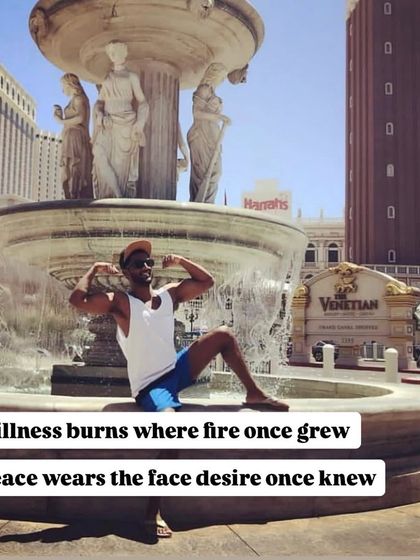 Stillness burns where fire once grew, peace wears the face desire once knew.