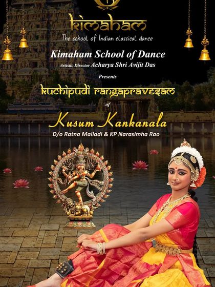 This is the official invitation for my student Kusum's solo debut, an event that celebrated her years of hard work and her deep connection to Kuchipudi.