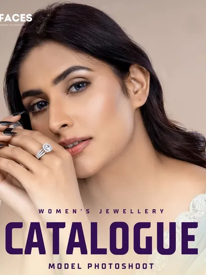 A close-up image of a model highlighting a beautiful diamond ring. The soft, clean lighting and professional retouching ensure the product looks its absolute best for e-commerce.