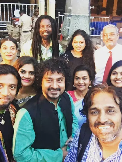 A happy moment with the incredible team of artists after the Mysuru Palace concert. The energy and camaraderie of working with such talented musicians is something I deeply value.